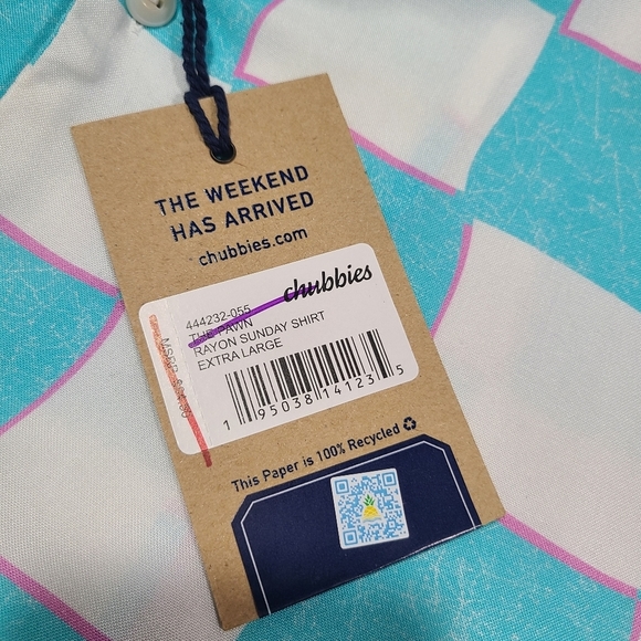 *SOLD* NEW Chubbies Mens Sunday Camp Shirt Blue Checker XL Retro 90s - Picture 7 of 11